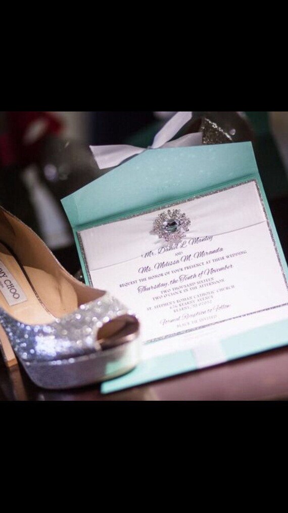 Aqua / Turquoise Glitter Wedding Invitation Aqua / Turquoise Glitter Wedding Invitation