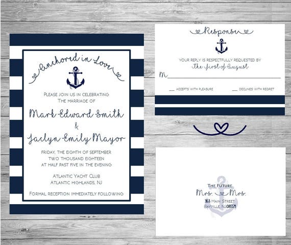 Nautical Wedding Invitation - Anchor Wedding Invitation Nautical Wedding Invitation - Anchor Wedding Invitation