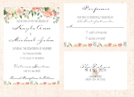 Simple Wedding Invitation, Elegant Wedding Invitation, Blush Wedding Invitation, Floral Wedding invitation Simple Wedding Invitation, Elegant Wedding Invitation, Blush Wedding Invitation, Floral Wedding invitation