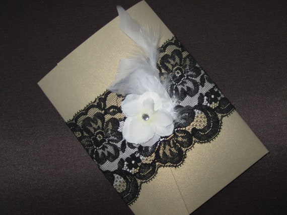 Black and Gold Lace Invitation Black and Gold Lace Invitation