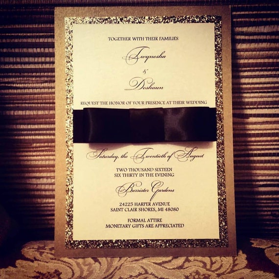 Glitter Bow Wedding Invitation Glitter Bow Wedding Invitation