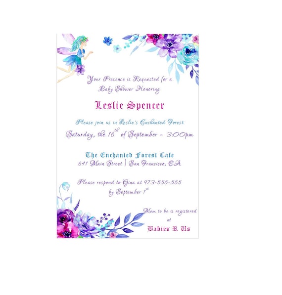 Enchanted Garden Baby Shower / Wedding Invitation - Enchanted Forest Invitation - Fairy Invitation - Flower Baby Shower Invitation Enchanted Garden Baby Shower / Wedding Invitation - Enchanted Forest Invitation - Fairy Invitation - Flower Baby Shower Invitation