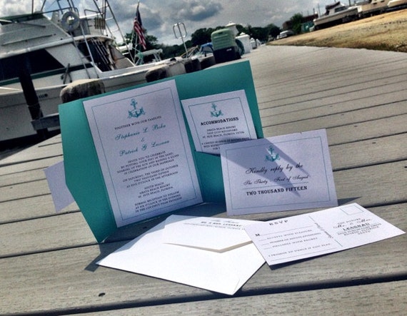 Nautical Wedding Invitation - Aqua Beach Wedding Invitation - Anchor Wedding Invitation Nautical Wedding Invitation - Aqua Beach Wedding Invitation - Anchor Wedding Invitation