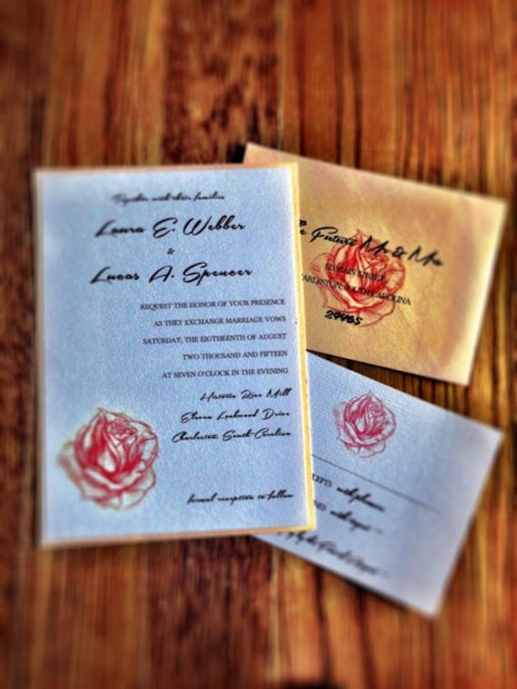 Rustic Rose / Country Chic Rose Wedding Invitation Rustic Rose / Country Chic Rose Wedding Invitation