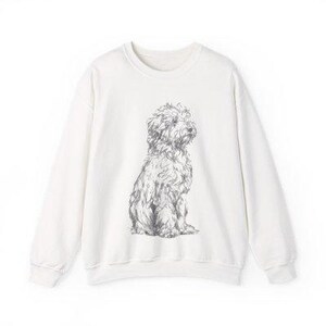 Bluza Lagotto Romagnolo | Minimalistyczny okrągły dekolt z nadrukiem psa White