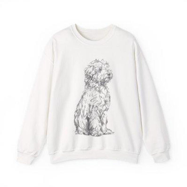 Bluza Lagotto Romagnolo | Minimalistyczny okrągły dekolt z nadrukiem psa White