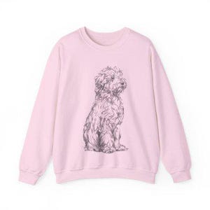 Bluza Lagotto Romagnolo | Minimalistyczny okrągły dekolt z nadrukiem psa Light Pink