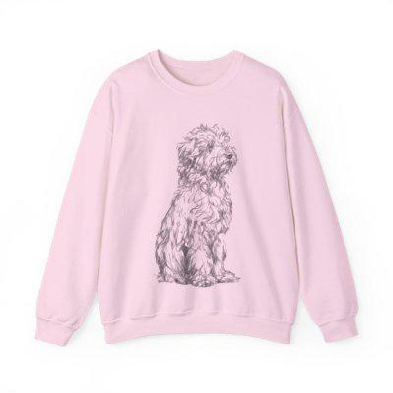 Bluza Lagotto Romagnolo | Minimalistyczny okrągły dekolt z nadrukiem psa Light Pink