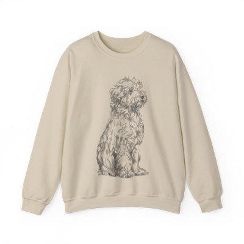 Bluza Lagotto Romagnolo | Minimalistyczny okrągły dekolt z nadrukiem psa Sand