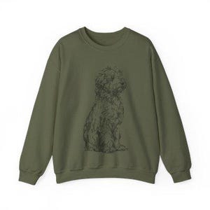 Bluza Lagotto Romagnolo | Minimalistyczny okrągły dekolt z nadrukiem psa Military Green