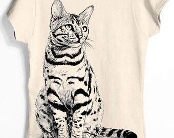 Stylish Bengal Casual Cat T-shirt | Cozy Cat Art Tee