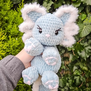 Lodowy Niebieski Aksolotl - Kotek | Pluszowy Kotek Szydełkowy