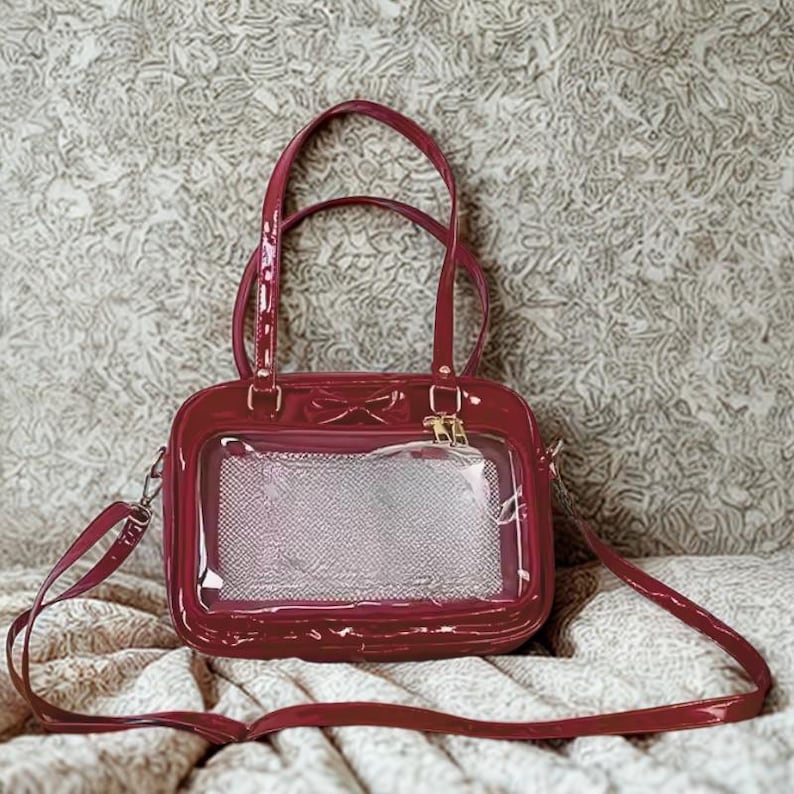 Ita bag with insert, Ita messenger bag, Anime Ita bag, window bag, pin purse, pin display, Itabag, ita shoulder bags. image 5