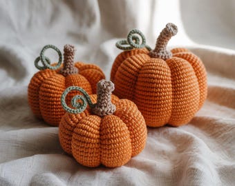 Crochet Pumpkins, Fall Home Decoration, Farmhouse Decor, Harvest, Rustic Handmade Pumpkins, Knit Yarn Pumpkin, Stuffed Pumpkin, Autumn