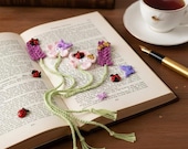 Floral Crochet Bookmark PDF Pattern – Multilingual English French German Spanish – Printable DIY Crochet Tutorial – Instant Download