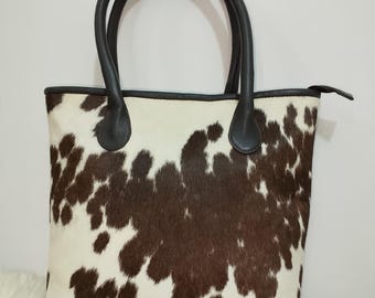 Handmade Cowhide Leather Tote Bag | Western Hair-On Hide Purse