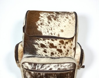 Handgemaakte rundleren rugzak | Rustieke Hair-On Hide-reistas