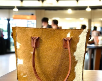 Handmade Cowhide Leather Tote Bag | Hair-On Hide Purse