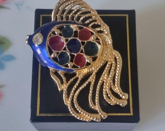 Vintage Enamel Colourfull fish Brooch