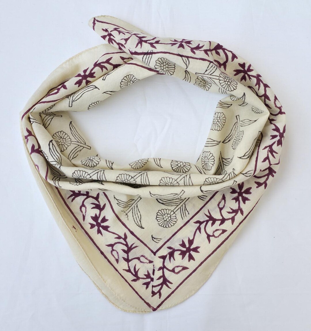 A bandana for women or men made from 100% cotton with Indian block print designs