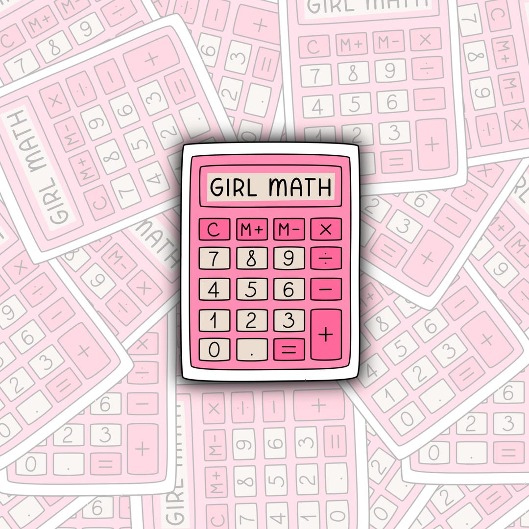 Pink Math Stickers Design Girl Math Sticker | Funny Trend Sticker | Cute Pink Calculator Sticker ...