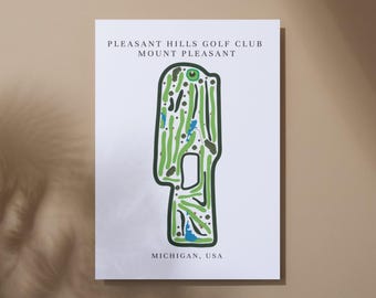 Pleasant Hills Golf Club, Michigan | Golf Prints, Golf Course Map, Golf Map, Golfer Gift For Him, Golfer Boyfriend Gift,Gift for Dad
