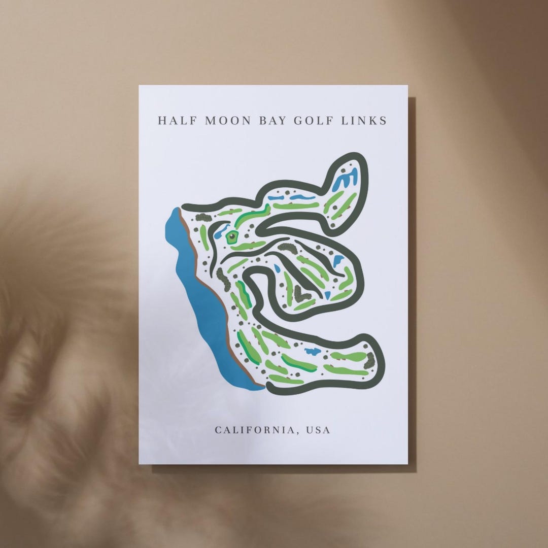 Half Moon Bay Golf Links Map Art California Golf Course Print Golf 
