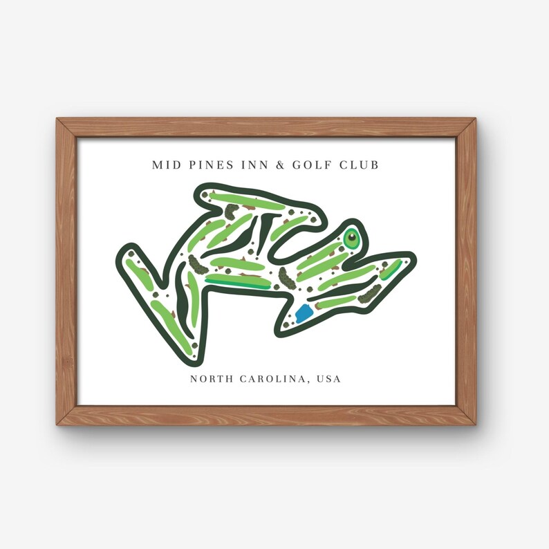Mid Pines Course Map Mid Pines Inn Golf Course Map Art Print, North Carolina | Golf Course ...