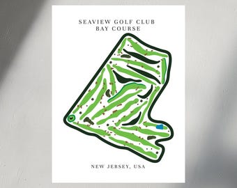 Seaview golf club bay course New jersey | Golf Course Prints, Golf Course Map, Golfer Gift For Him, Golfer Boyfriend Gift, Gift for Dad