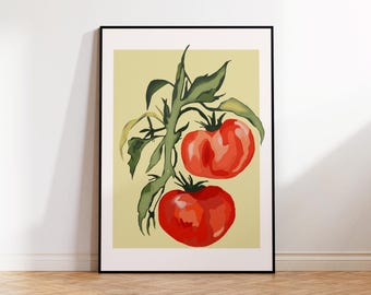 Tomato Kitchen Wall Art, Tomato Digital Prints, Modern Summer Wall Art, Rustic Farmhouse Food Decor, Seasonal Wall Art, Digital Print