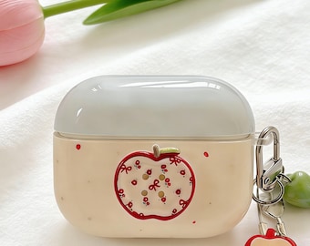 Bowknot Decor Airpods Case Cover, süßes Apfelmuster Airpods Case, AirPods Case im Apple-Design mit Charm, Hülle für AirPods1,2,3,4,Pro,Pro 2