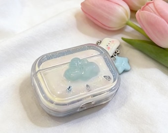 Capa para AirPods com design fofo e estético, capa transparente com glitter e pingente, compatível com AirPods 1, 2, 3, 4, Pro, Pro 2 e Pro 3.