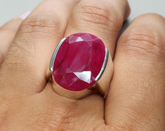 Ruby Gemstone Signet Ring in Sterling Silver | Handmade Men’s Statement Ring