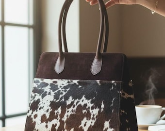 Handmade Hair-On Cowhide Leather Tote Bag – Western Chic Shoulder Bag