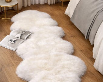 Ivory Sheepskin Rug – Genuine Long Wool, Scandinavian Home Decor