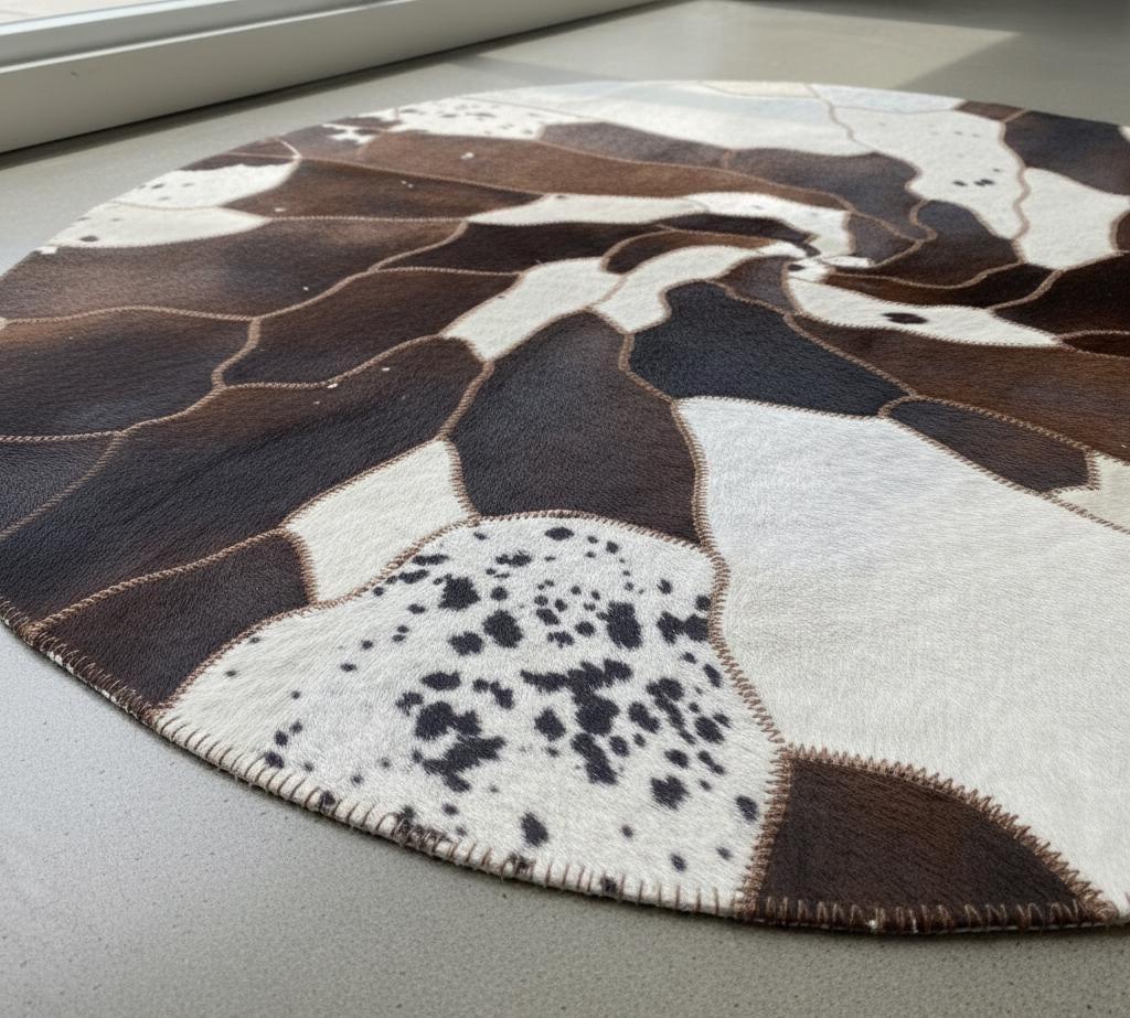 Round Hide Rugs Round Cowhide Patchwork Rug | Natural Hair on Hide Circle Rug - Etsy