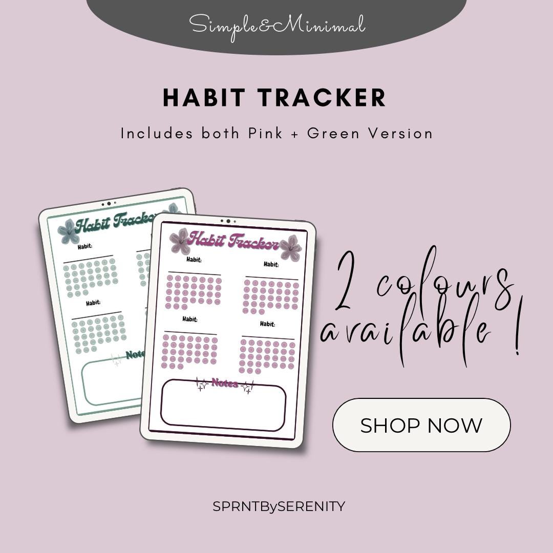 Pink & Green Digital Habit Tracker: Goodnotes iPad Planner (PDF ...