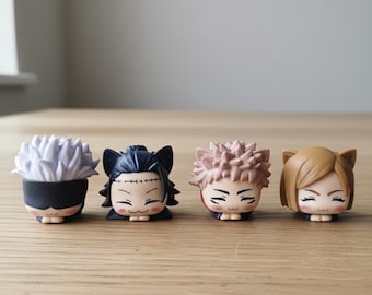 Jujutsu Kaisen Chibi Figures Set – Gojo Geto Itadori Nobara Mini Anime Collectibles, Cute JJK Desk Decor Gift