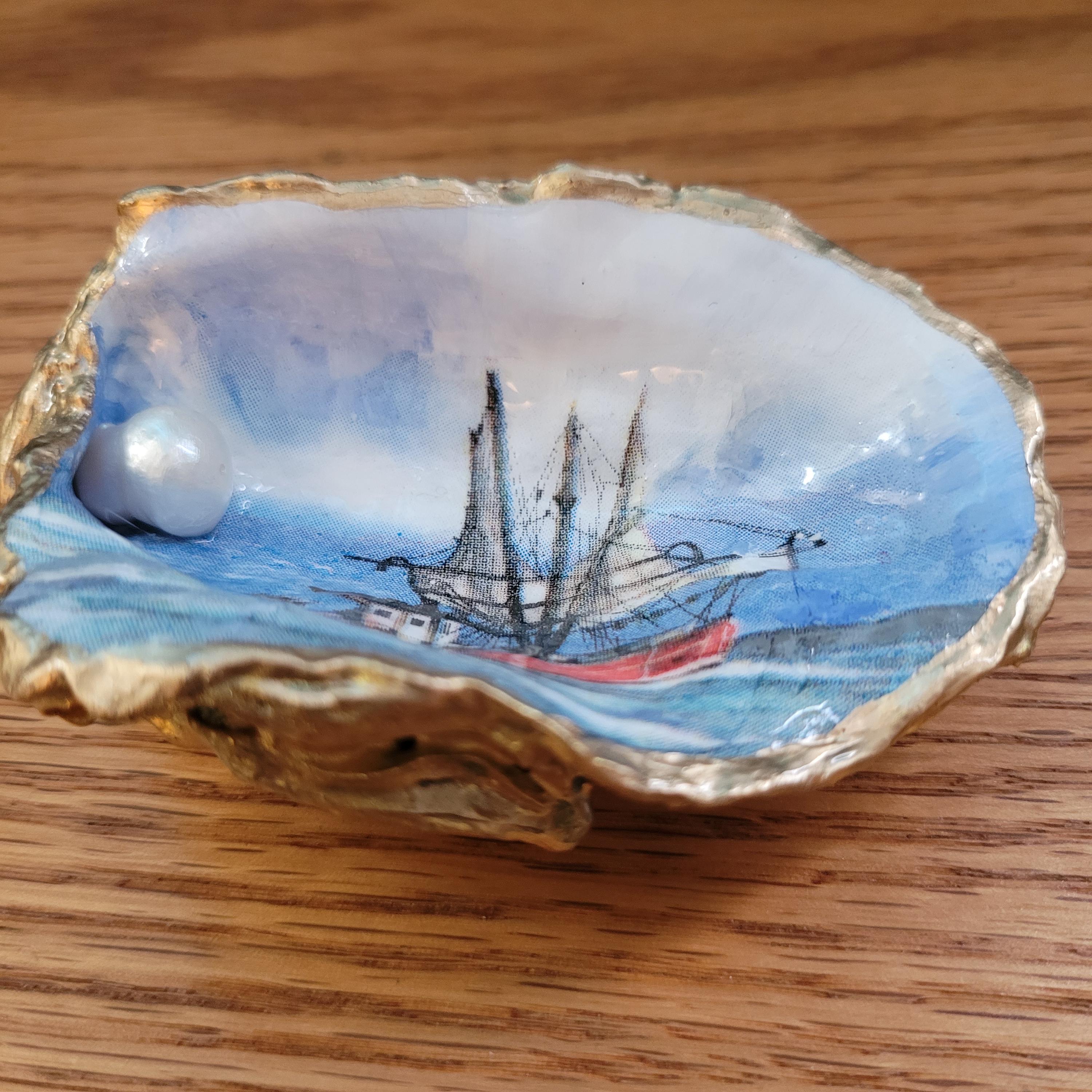 牡蠣殻アート 小物入れ リング皿 エビボート - Etsy 日本