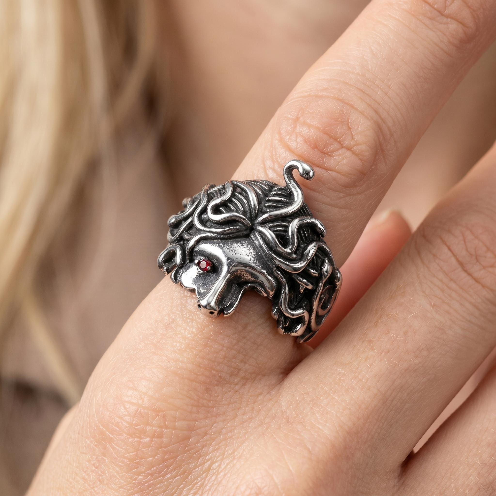 Mythology Rings Medusa Head Ring, Greek Mythology Ring, Stainless Steel Ring, Gothic ...