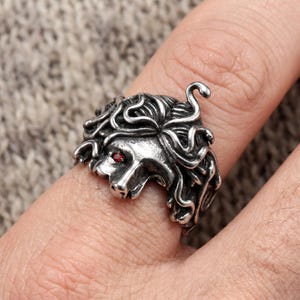 Medusa Head Ring, Greek Mythology Ring, Stainless Steel Ring, Gothic Punk Ring, Gift for her, Rustic Gold Ring image 7