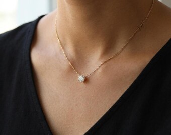 Vergulde sterlingzilveren zirkonia solitaire ketting