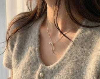 Minimale strikketting, delicate geometrische bedelketting, eenvoudige alledaagse hanger voor dames