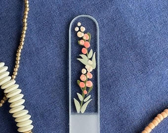 Desert Sage Flowers Glass Nail File | Hand-Painted | Long Lasting Gentle and Sustainable Nail Care