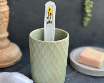 Sunflowers Glass Nail File | Hand-Painted Bright Yellow Flowers | Nail Care Gift | Summer Floral Art | Natural Nail Care