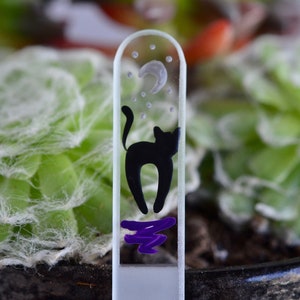 Black Cat Glass Nail File - Hand-painted Glass Manicure File