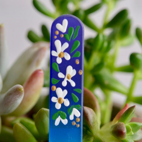 Jasmine Flowers Glass Nail File - Hand-painted Glass Manicure File