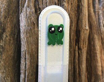Kawaii Crystal Glass Nail File - Handpainted Kawaii Frog on Czech Crystal Glass