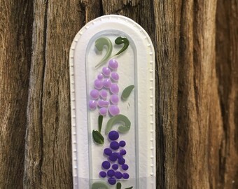 Purple Lilacs Glass Nail File - Hand Painted Czech Crystal Glass Nail Files