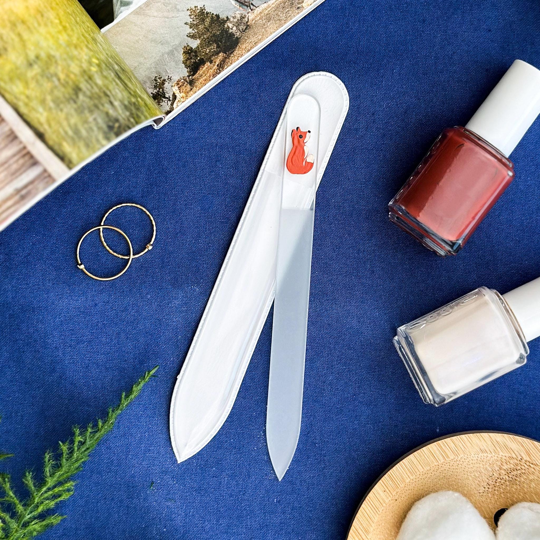 Little Fox Glass Nail File Hand-Painted Long Lasting Czech Crystal Glass